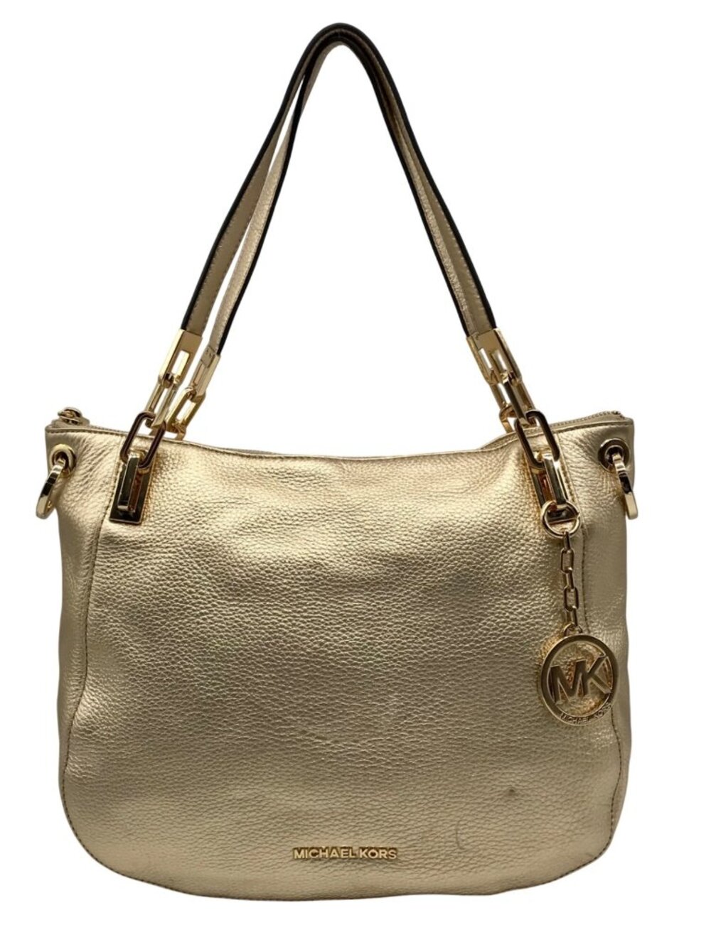 Michael Kors Metallic Gold Pebbled Leather Brooke Shoulder Bag